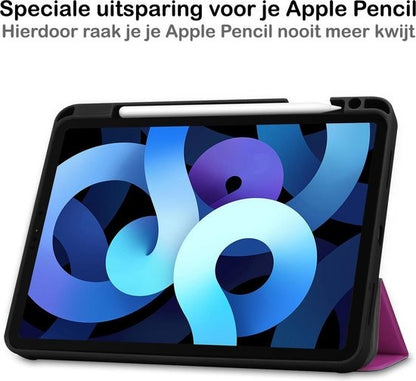 iPad Air 2020 Trifold Bookcase Hoes met Penhouder voor Apple Pen - Paars