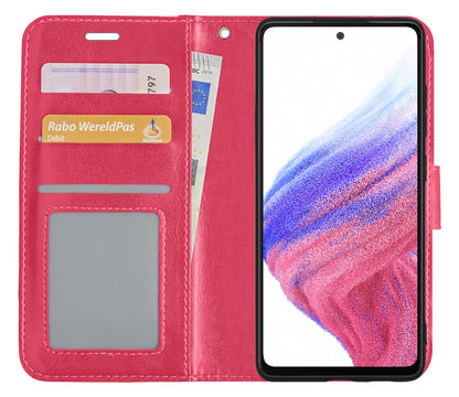 Samsung A53 Hoesje Bookcase Cover met Kaarthouder - Donkerroze