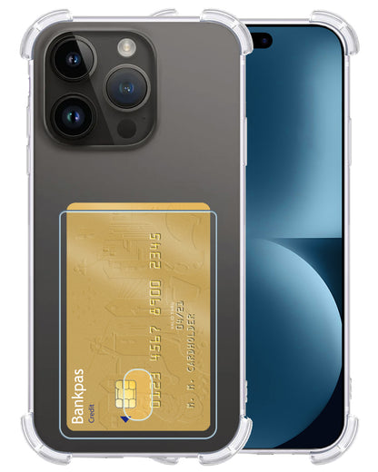 iPhone 15 Pro Max Hoesje Kaarthouder Backcover Shockproof - Transparant