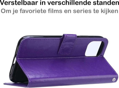 iPhone 12 Hoesje Book Case Kunstleer - Paars