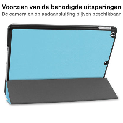 iPad 10.2 2021 Trifold Bookcase Hoes - Lichtblauw