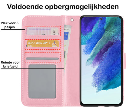 Samsung S21 FE Hoesje Book Case Kunstleer - Lichtroze