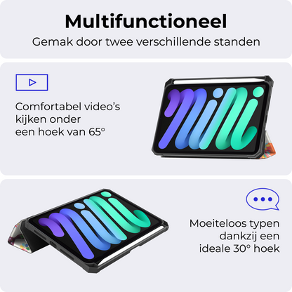 iPad Mini 7 Trifold Bookcase Hoes met Penhouder voor Apple Pen - Vlinders