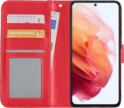 Samsung S21 Plus Hoesje Book Case Kunstleer - Rood