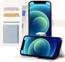 iPhone 12 Hoesje Bookcase Cover met Kaarthouder - Wit