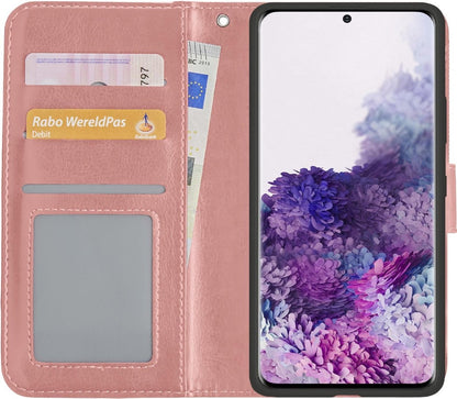 Samsung S20 Hoesje Bookcase Cover met Kaarthouder - Rosé goud