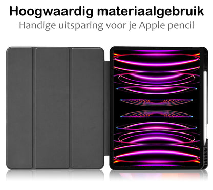 iPad Pro 2022 (12.9 inch) Trifold Bookcase Hoes met Penhouder voor Apple Pen - Donkerblauw