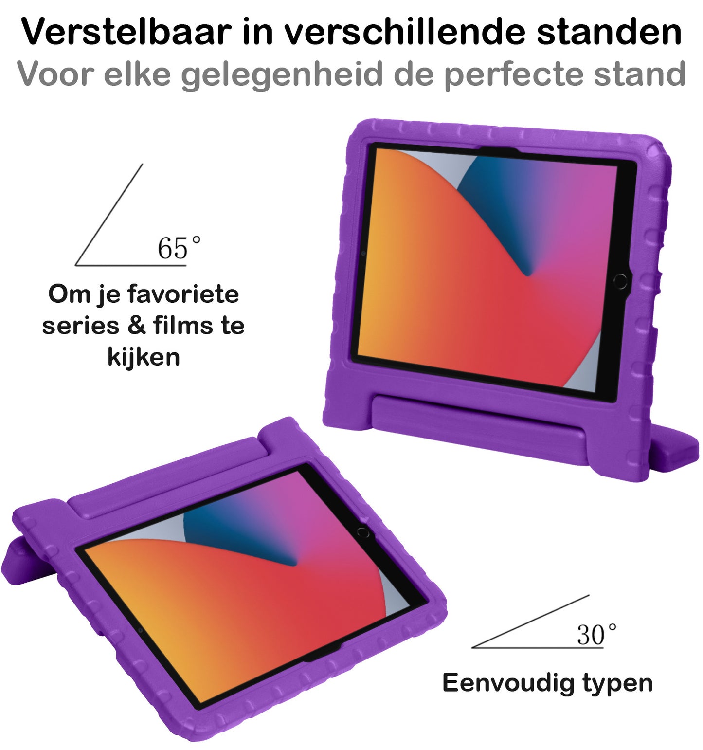 iPad 10.2 2021 Hoesje Kids Cover Bumper - Paars