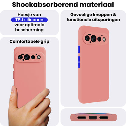 Google Pixel 11 Pro Hoesje Siliconen Backcover Lichtgewicht - Lichtroze