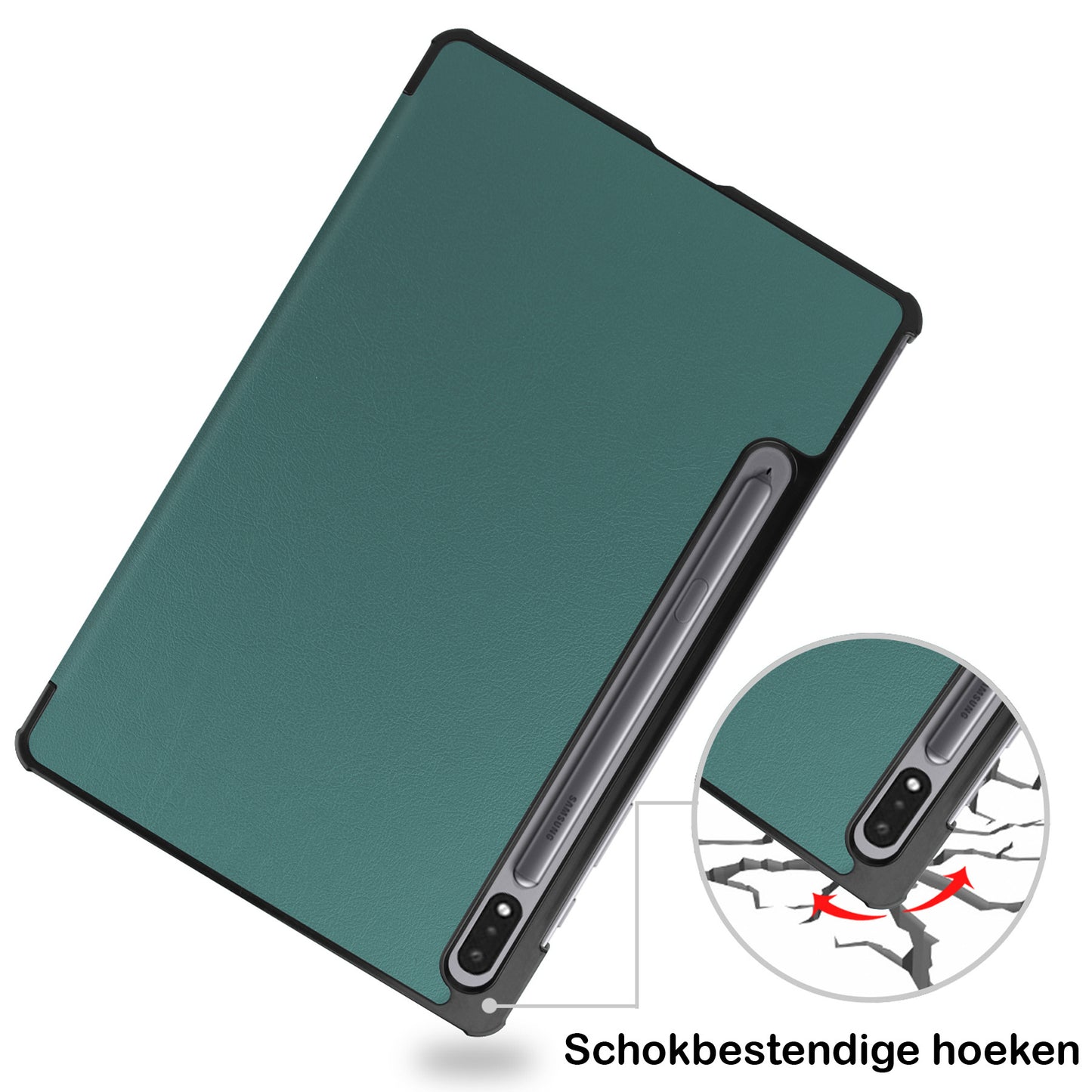 Samsung Galaxy Tab S8 Ultra Hoesje Book Case - Donkergroen