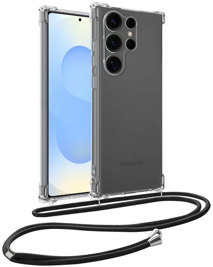 Samsung S25 Ultra Hoesje met Koord Backcover Shockproof - Transparant