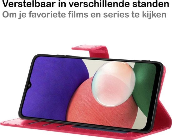 Samsung A22 4G Hoesje Book Case Kunstleer - Donkerroze