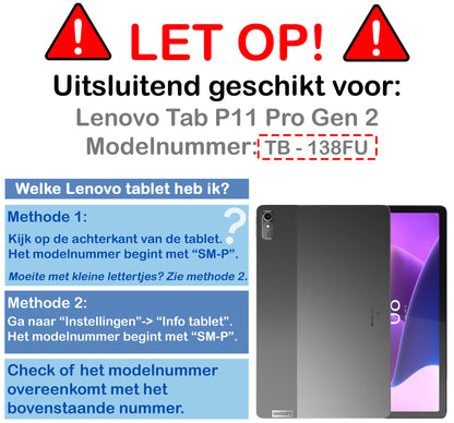 Lenovo Tab P11 Pro Tablethoes Smcpen Met Screenprotector - Donkerblauw