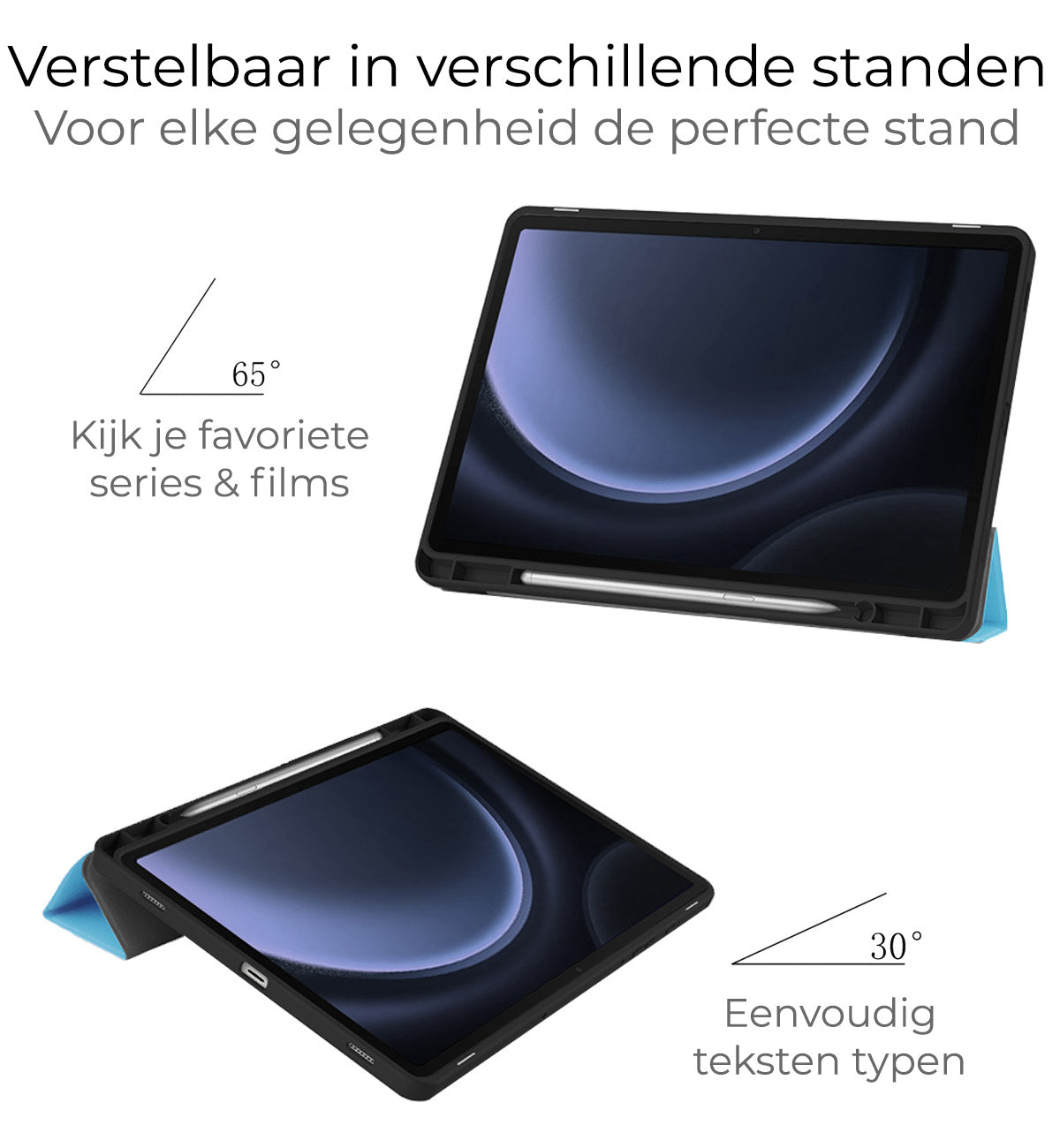 Samsung Galaxy Tab S9 FE Tablethoes Smcpen Met Screenprotector - Lichtblauw