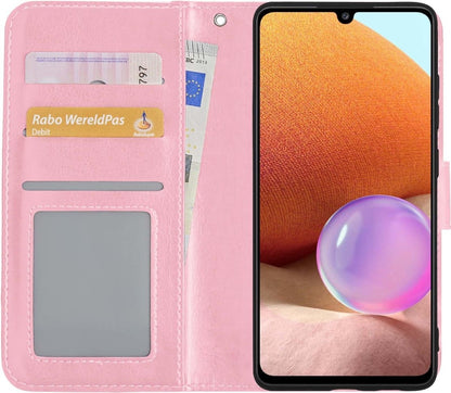 Samsung A32 4G Hoesje Bookcase Cover met Kaarthouder - Lichtroze