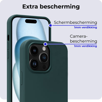 iPhone 15 Pro Max Hoesje Siliconen Backcover Lichtgewicht - Donkergroen