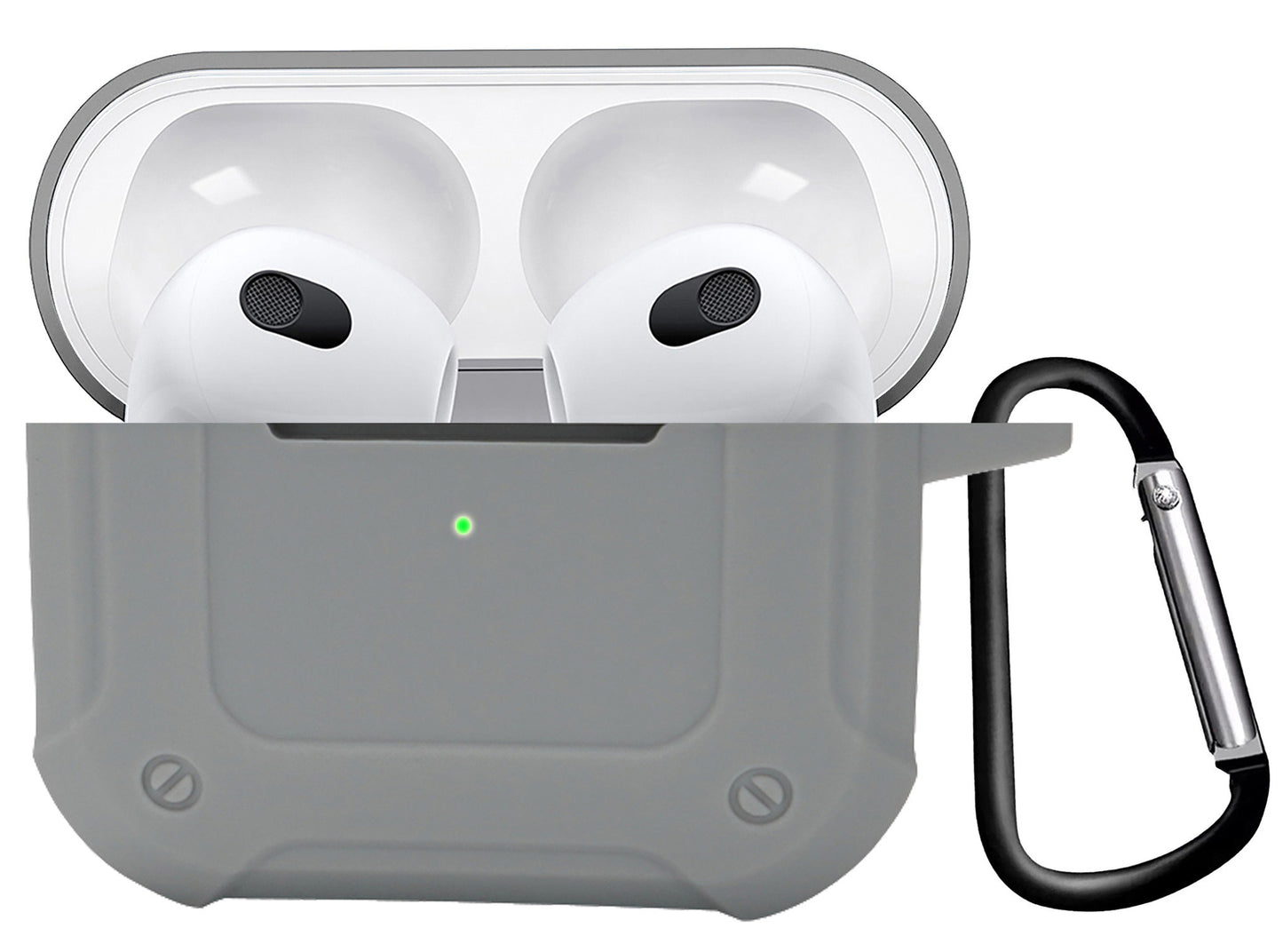 AirPods 3 Hoesje Shock Proof Case Siliconen met Clip - Grijs