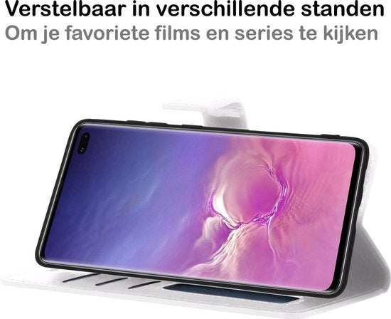 Samsung S10 Hoesje Book Case Kunstleer - Wit