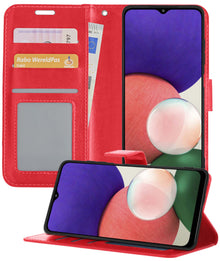 Samsung M22 Hoesje Bookcase Cover met Kaarthouder - Rood