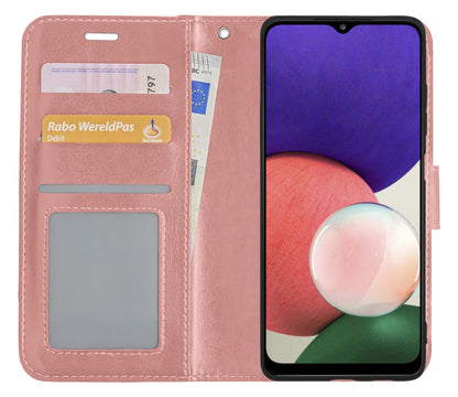 Samsung M22 Hoesje Bookcase Cover met Kaarthouder - Rosé goud