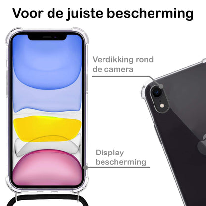 iPhone XR Hoesje met Koord Backcover Shockproof - Transparant