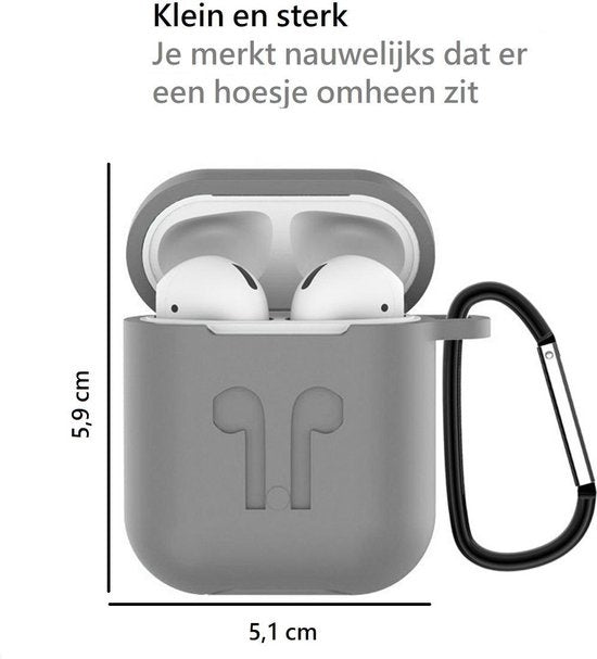 AirPods Hoesje Siliconen 3-in-1 met Clip - Grijs