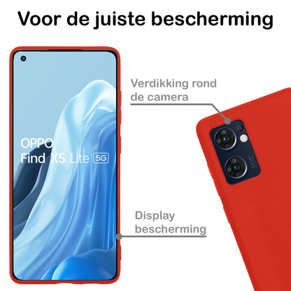 OPPO Find X5 Lite Hoesje Siliconen Backcover Lichtgewicht - Rood