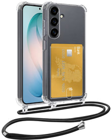 Samsung S26 Plus Hoesje Kaarthouder met Koord Backcover Shockproof - Transparant