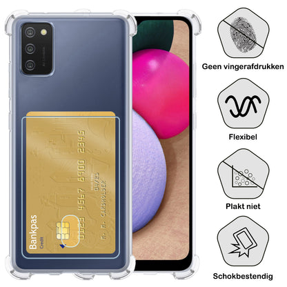 Samsung A02s Hoesje Kaarthouder Backcover Shockproof - Transparant