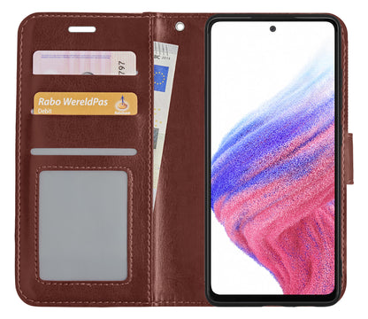 Samsung A53 Hoesje Bookcase Cover met Kaarthouder - Bruin