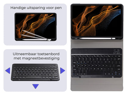 Samsung Galaxy Tab S9 Ultra Toetsenbord Hoes met Uitneembaar toetsenbord - Zwart