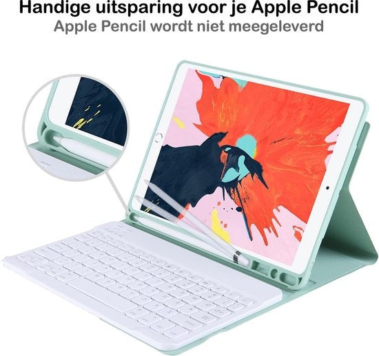 iPad 10.2 2019 Hoesje Toetsenbord Case Kunstleer - Pastelgroen