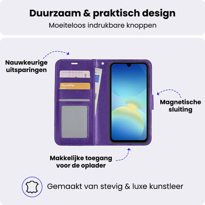 Samsung A26 Hoesje Bookcase Cover met Kaarthouder - Paars