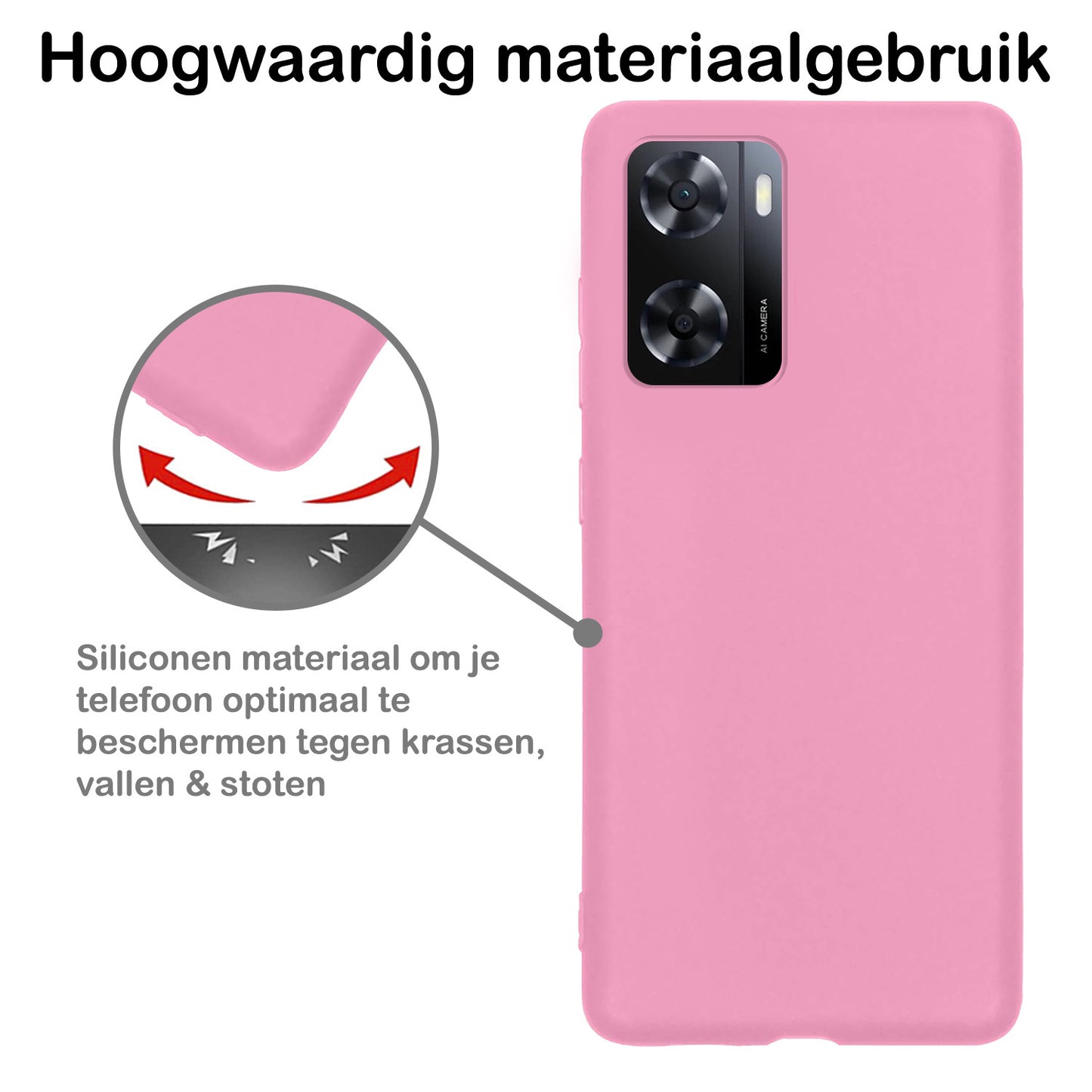 OPPO A57s Hoesje Siliconen - Lichtroze