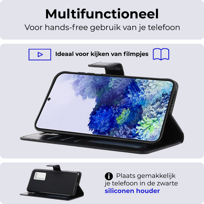 Samsung S20 Plus Hoesje Bookcase Cover Uitneembaar - Zwart