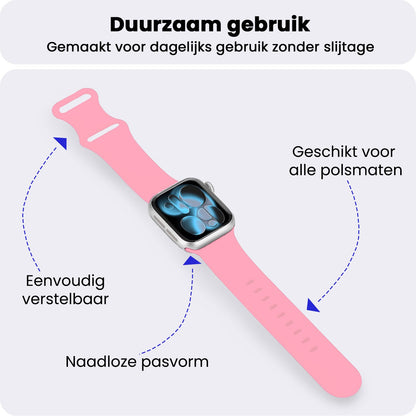 Apple Watch 1, 2, 3, 4, 5, 6, 7, 8, 9, 10, 11, SE - 42/44/45/46 mm Bandje Siliconen met verstelbare polsband - Roze