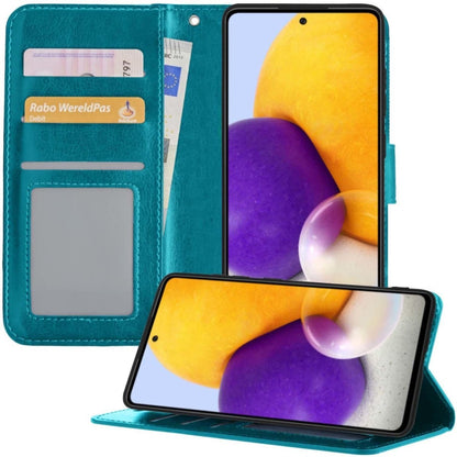 Samsung A72 5G Hoesje Bookcase Cover met Kaarthouder - Turquoise