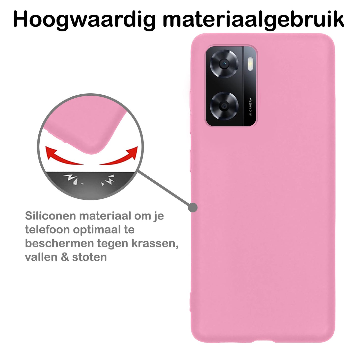 OPPO A57 Hoesje Siliconen - Lichtroze