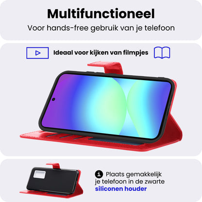 Samsung A56 Hoesje Bookcase Cover met Kaarthouder - Rood