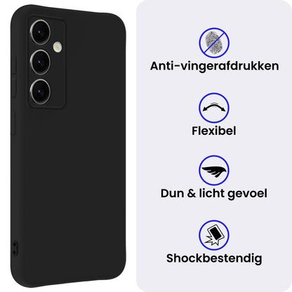 Samsung S25 Hoesje Siliconen Backcover Lichtgewicht - Zwart