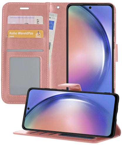 Samsung A54 Hoesje Bookcase Cover met Kaarthouder - Rosé goud