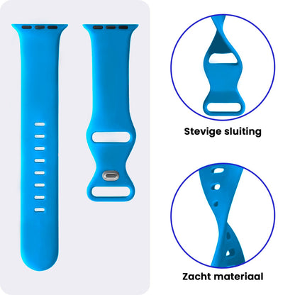 Apple Watch 1, 2, 3, 4, 5, 6, 7, 8, 9, SE - 38/40/41 mm Bandje Siliconen met verstelbare polsband - Blauw