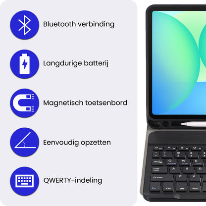 Samsung Galaxy Tab S10 FE Toetsenbord Hoes met Uitneembaar toetsenbord - Zwart