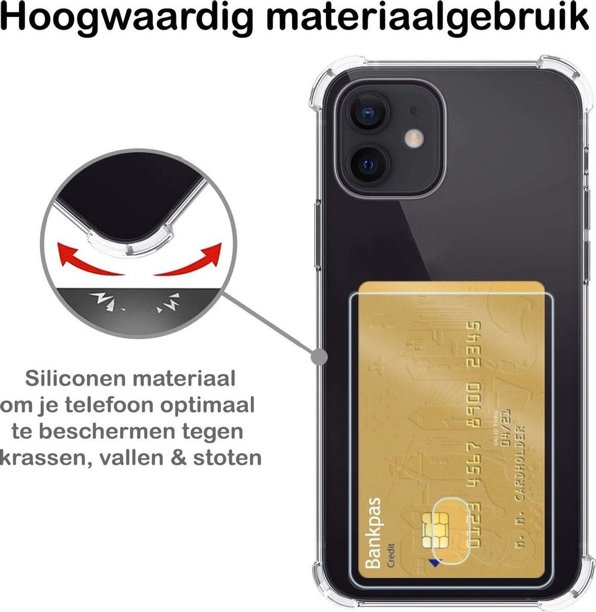 iPhone 11 Hoesje met Pasjeshouder Siliconen - Transparant