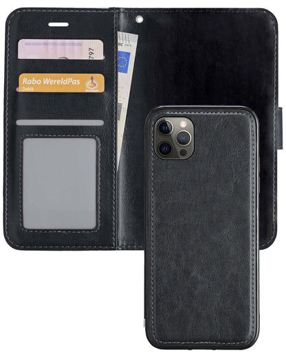 iPhone 13 Pro Max Hoesje Bookcase Cover Uitneembaar - Zwart