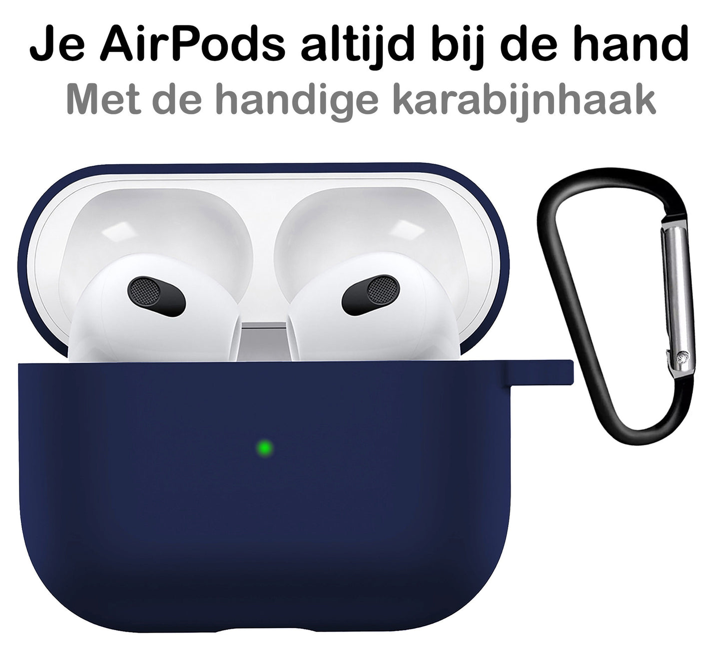 AirPods 3 Hoesje Siliconen met Clip - Marineblauw