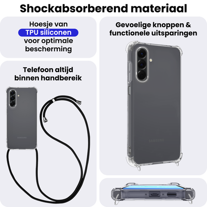 Samsung A17 Hoesje met Koord Backcover Shockproof - Transparant