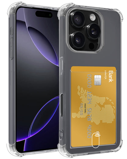 iPhone 16 Pro Max Hoesje Kaarthouder Backcover Shockproof - Transparant
