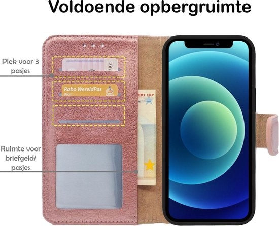 iPhone 12 Pro Hoesje Book Case Kunstleer - Rosðð goud