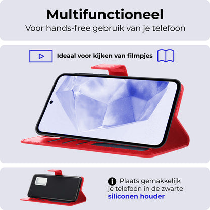 Samsung A35 Hoesje Book Case Kunstleer - Rood